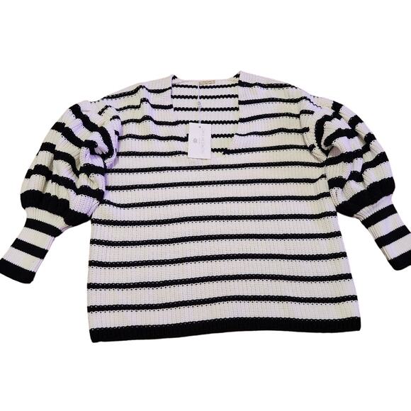 Caroline Constas oversized black Striped v-neck sweater size XS - Picture 3 of 5